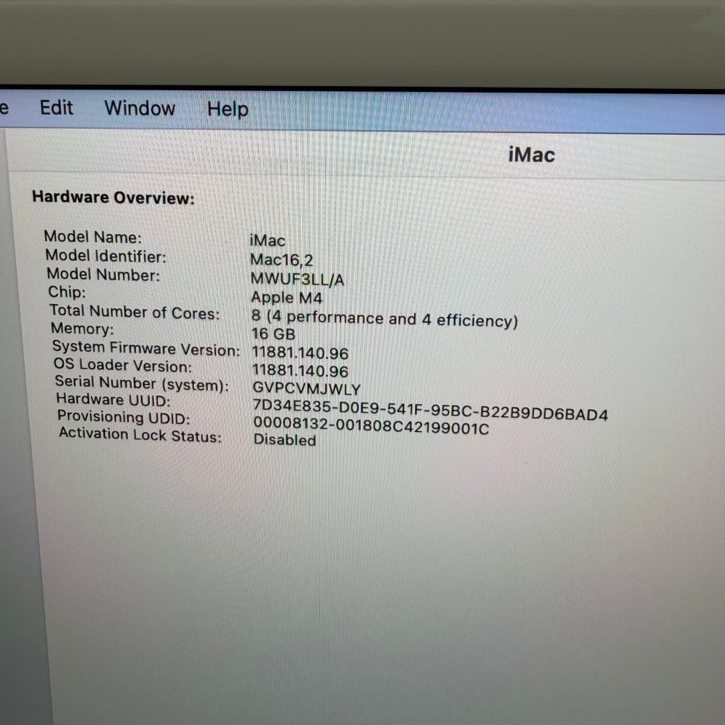 2024 Apple iMac 24" M4 8 Core 4.5GHz 16GB RAM 256GB SSD Blue MWUF3LL/A
