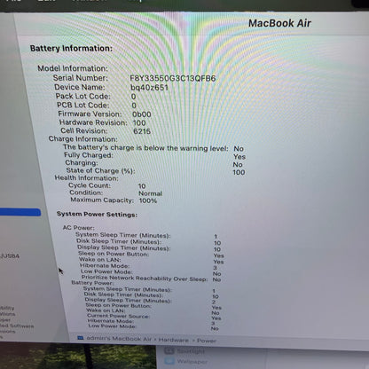 2022 Apple MacBook Air 13.6" M2 8C GPU 3.5GHz 8GB RAM 256GB SSD A2681