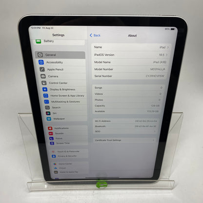 WiFi Only Apple iPad 11" (A16) 128GB Silver MD3Y4LL/A