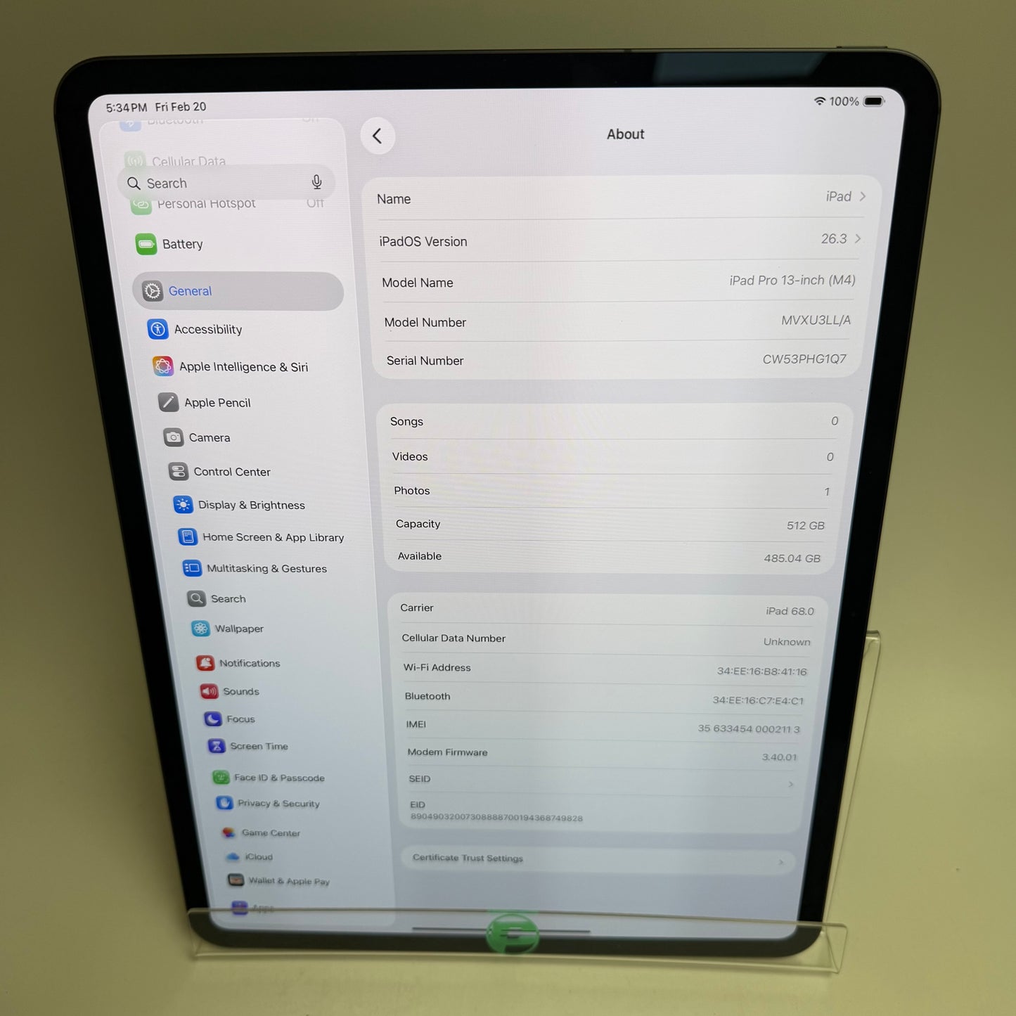 WiFi Only Apple iPad Pro 13" M4 512GB 26.3 Space Black MVXU3LL/A