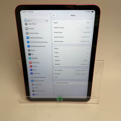 WiFi Only Apple iPad 11" (A16) 128GB Pink MD4E4LL/A