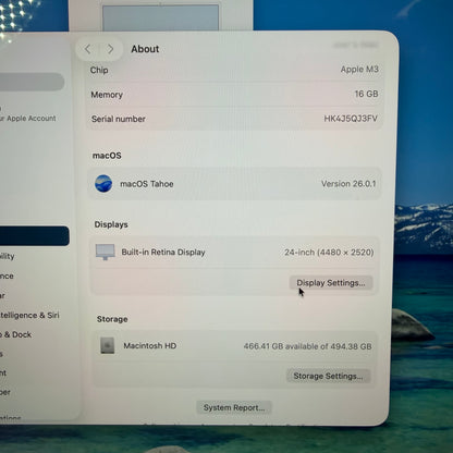 2023 Apple iMac 24" M3 4.0GHz 16GB RAM 512GB SSD Blue A2874