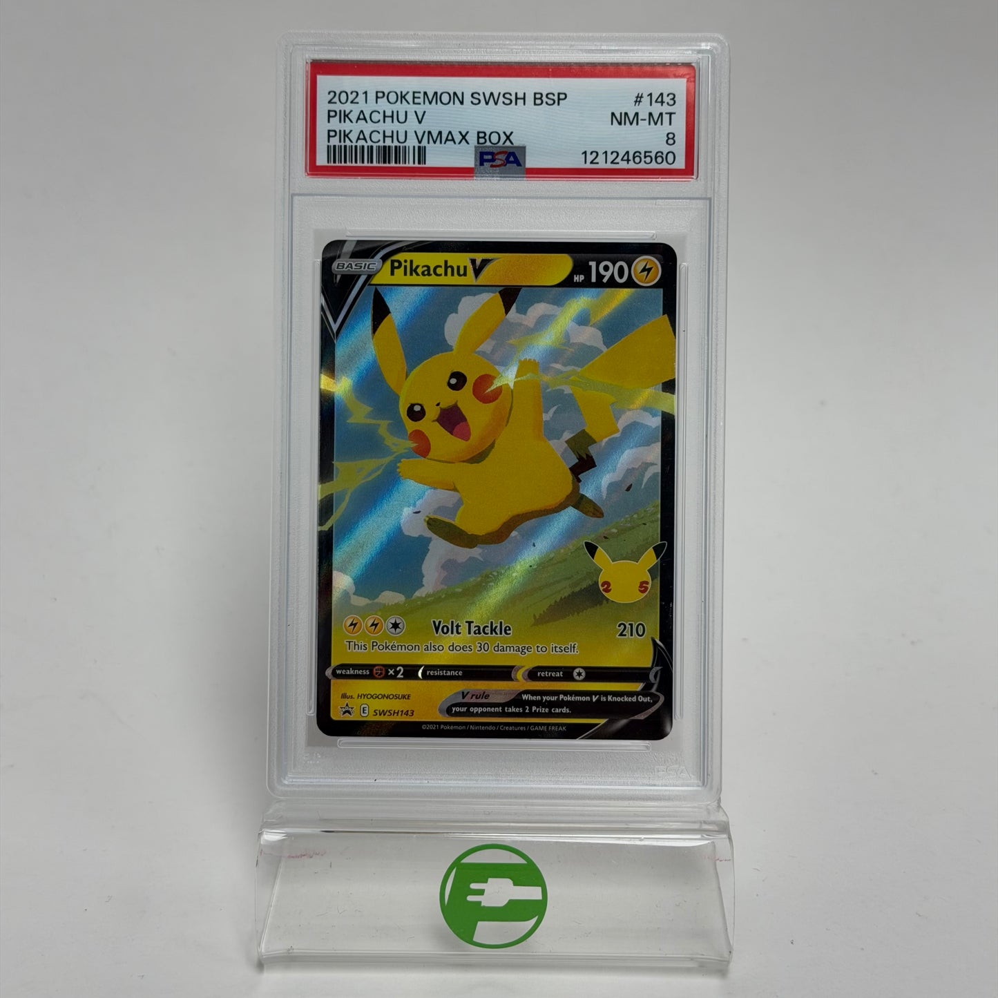 Pokémon TCG Pikachu Vmax box Pikachu V SWSH143 Holo English PSA 8