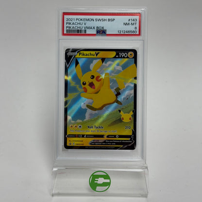 Pokémon TCG Pikachu Vmax box Pikachu V SWSH143 Holo English PSA 8