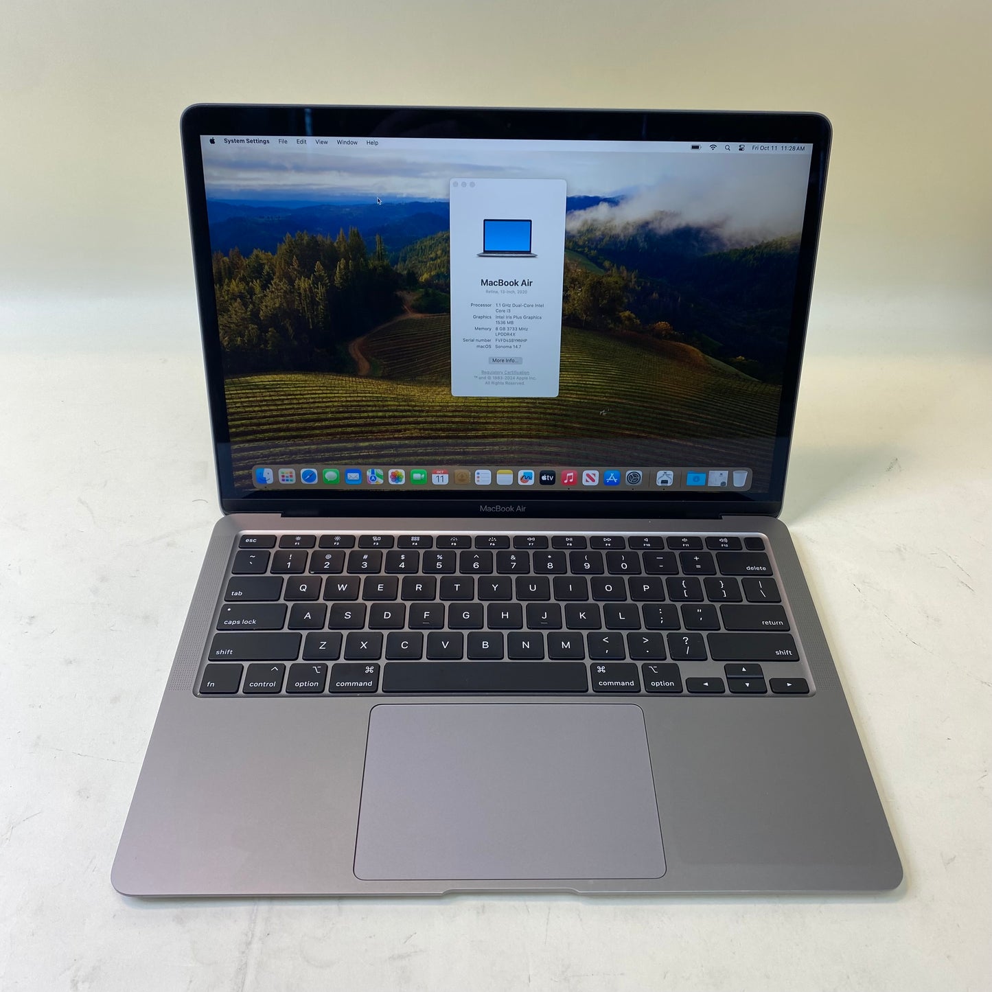 2020 Apple MacBook Air 13" i3 1.1GHz 8GB RAM 256GB SSD Space Gray A2179