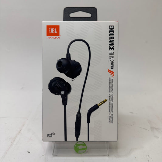 New JBL Endurance Run2  Wired In-Ear Headphones Black JBLENDURRUN2BLKAM