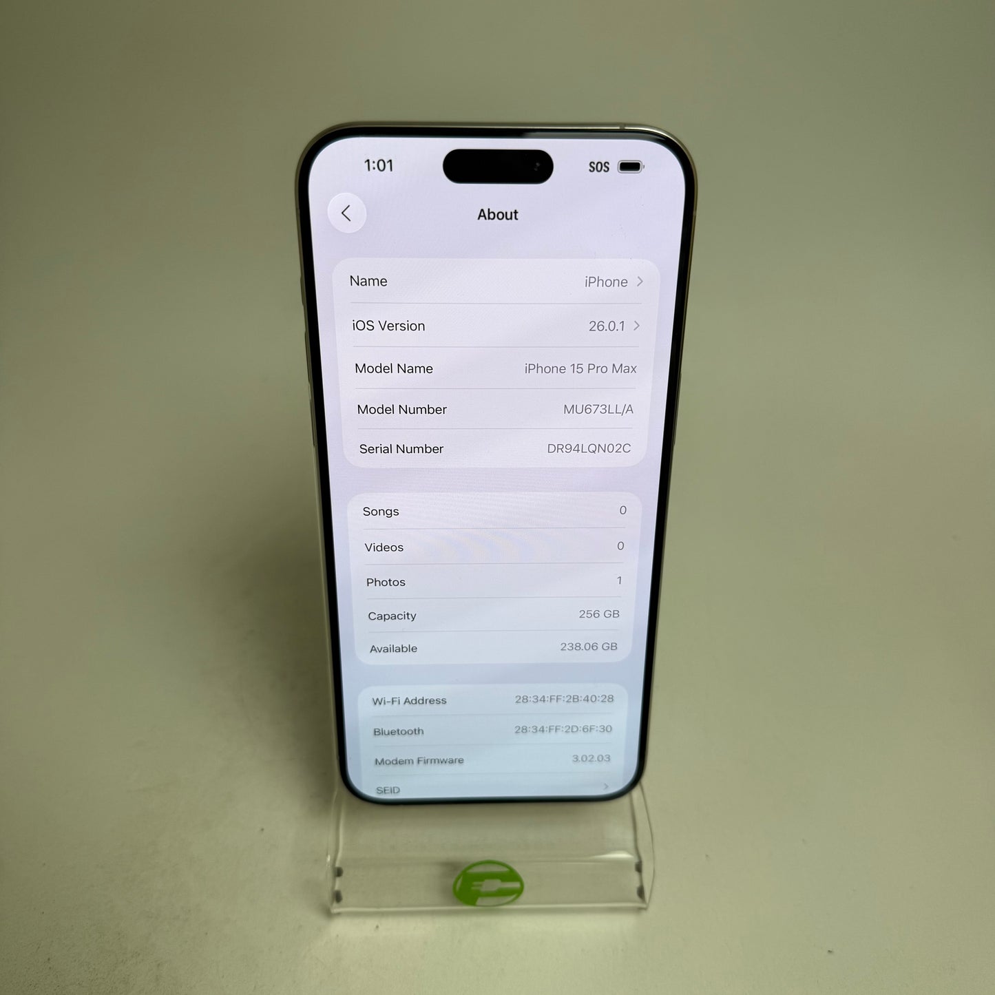 Factory Unlocked Apple iPhone 15 Pro Max 256GB Natural Titanium MU673LL/A