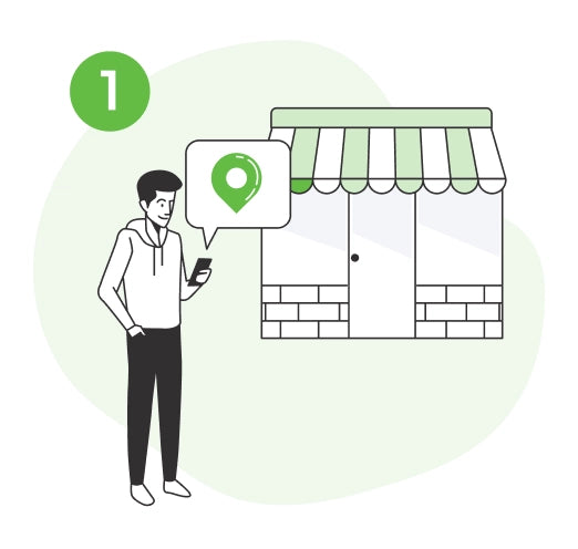 man on his phone looking for electronic stores