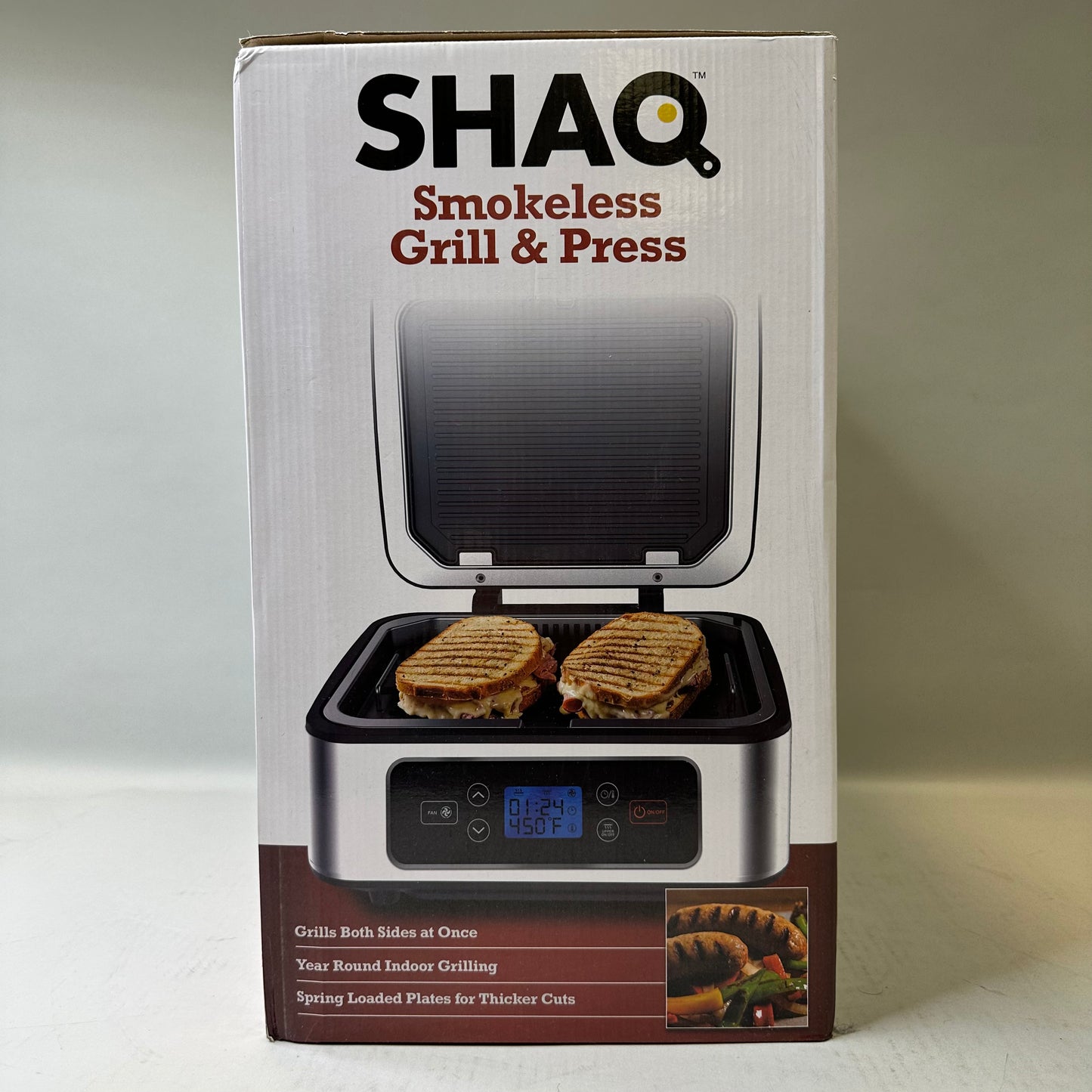 New Shaq Shaquille O'Neal 3in1 Smokeless Grill & Press PayMore
