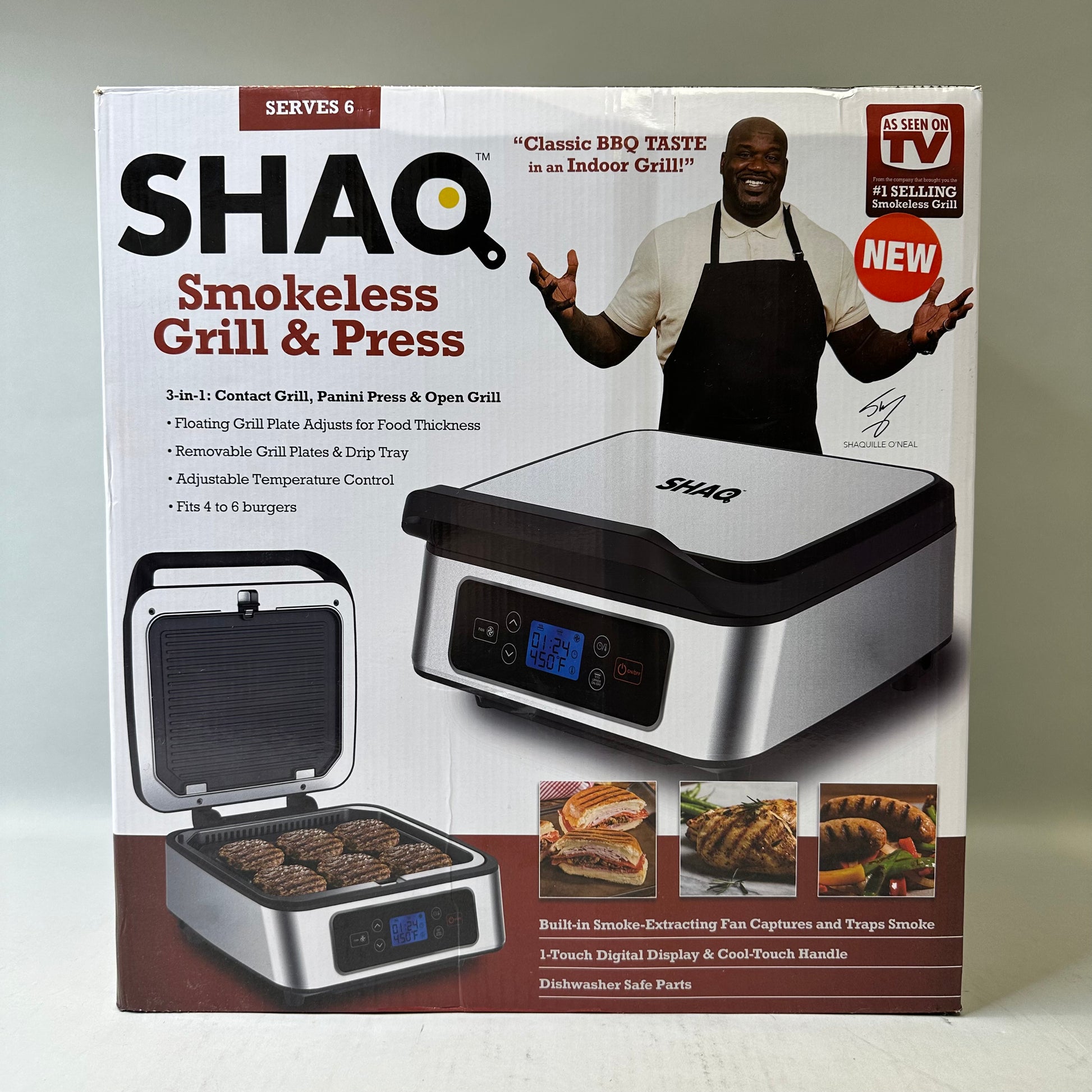 SHAQ 22 XL 1650W Smokeless 2-in-1 Indoor Electric Grill & Griddle 