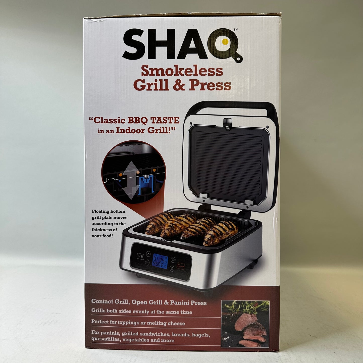 New Shaq Shaquille O'Neal 3in1 Smokeless Grill & Press PayMore
